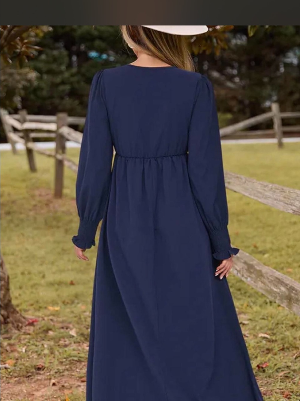 Cupshe Navy V-Neck Smocked Maxi Dress SKU 114 size XL - Picture 2 of 2